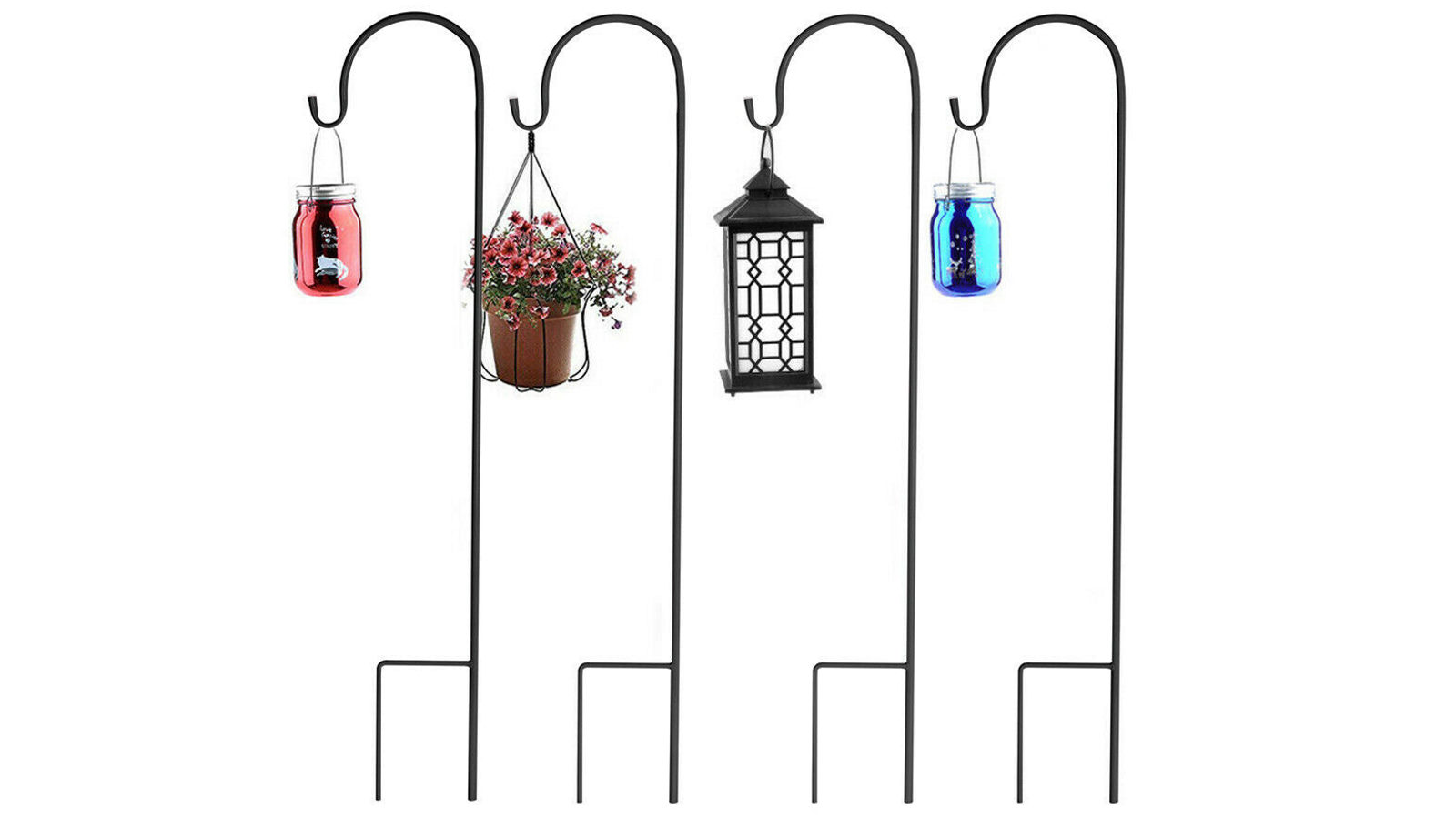 Pretty & Practical 8 Metal Shepherd Hooks for Solar Lights &amp; Plants