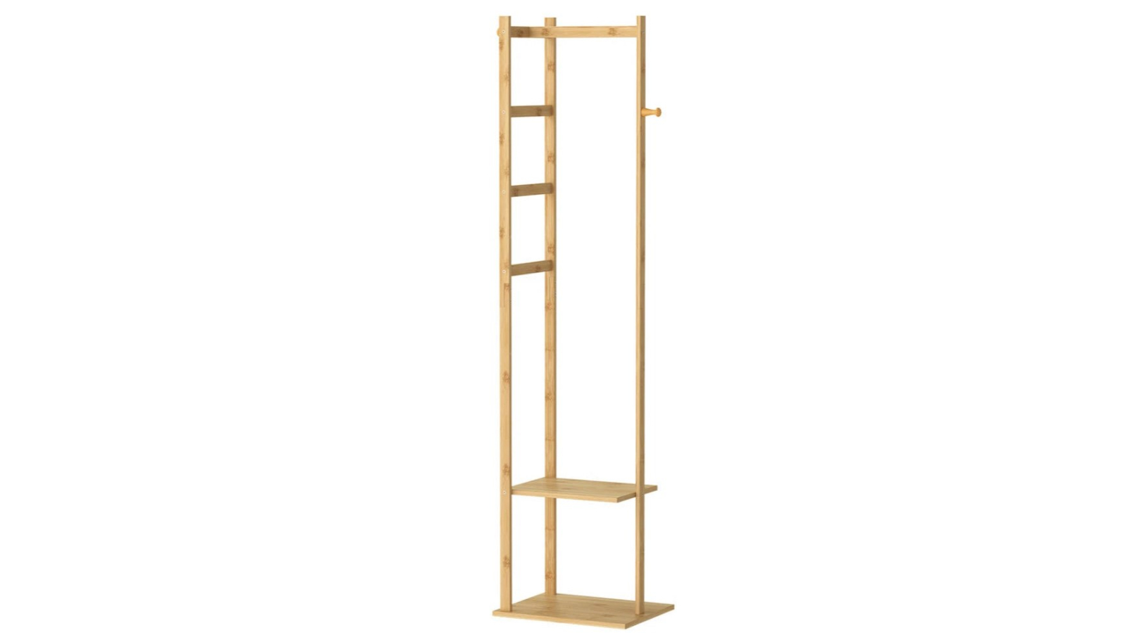Pretty & Practical Wooden Bamboo Coat Rack with Storage