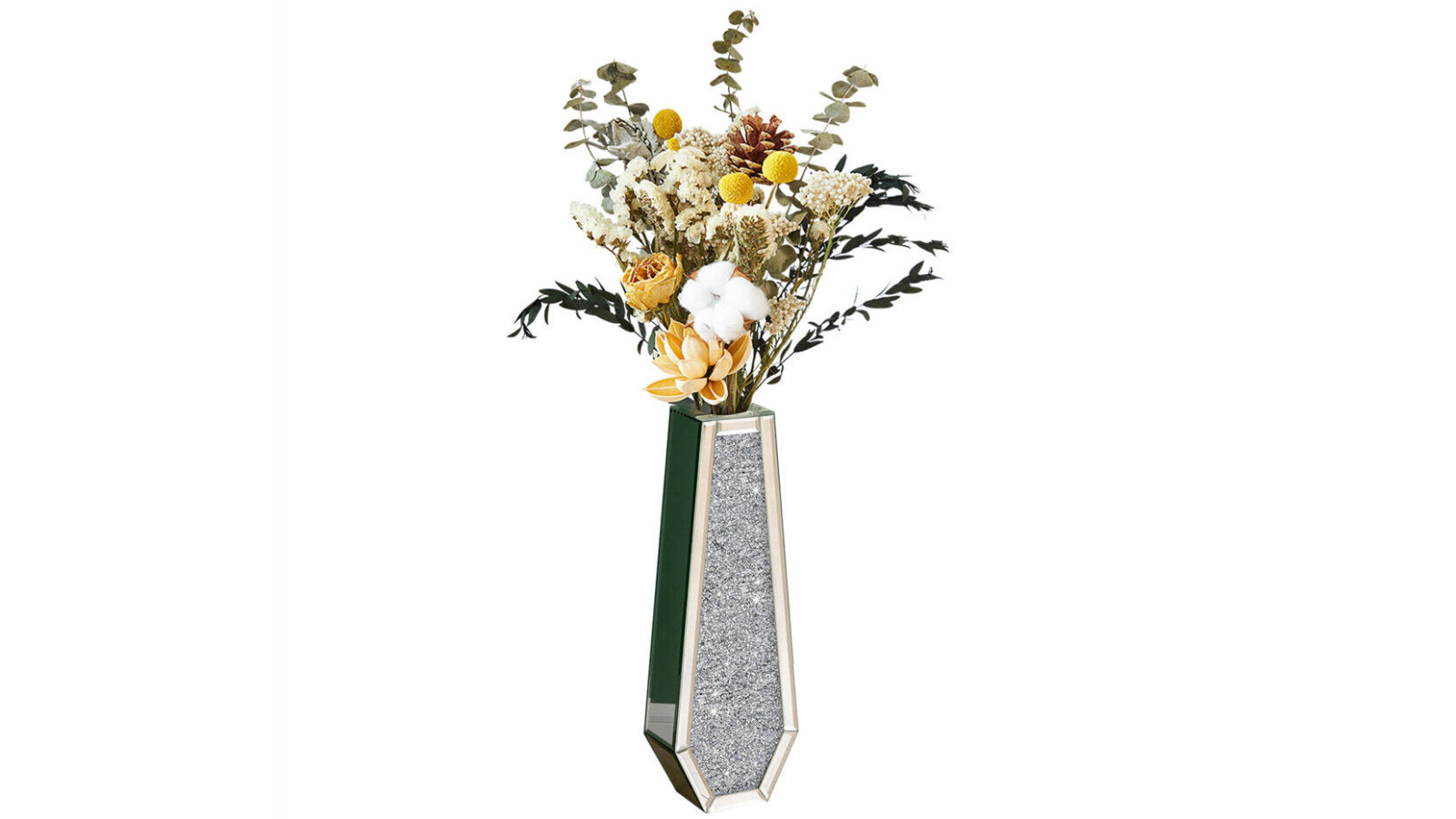 Pretty & Practical Silver Diamond Mirrored Floor Vase 