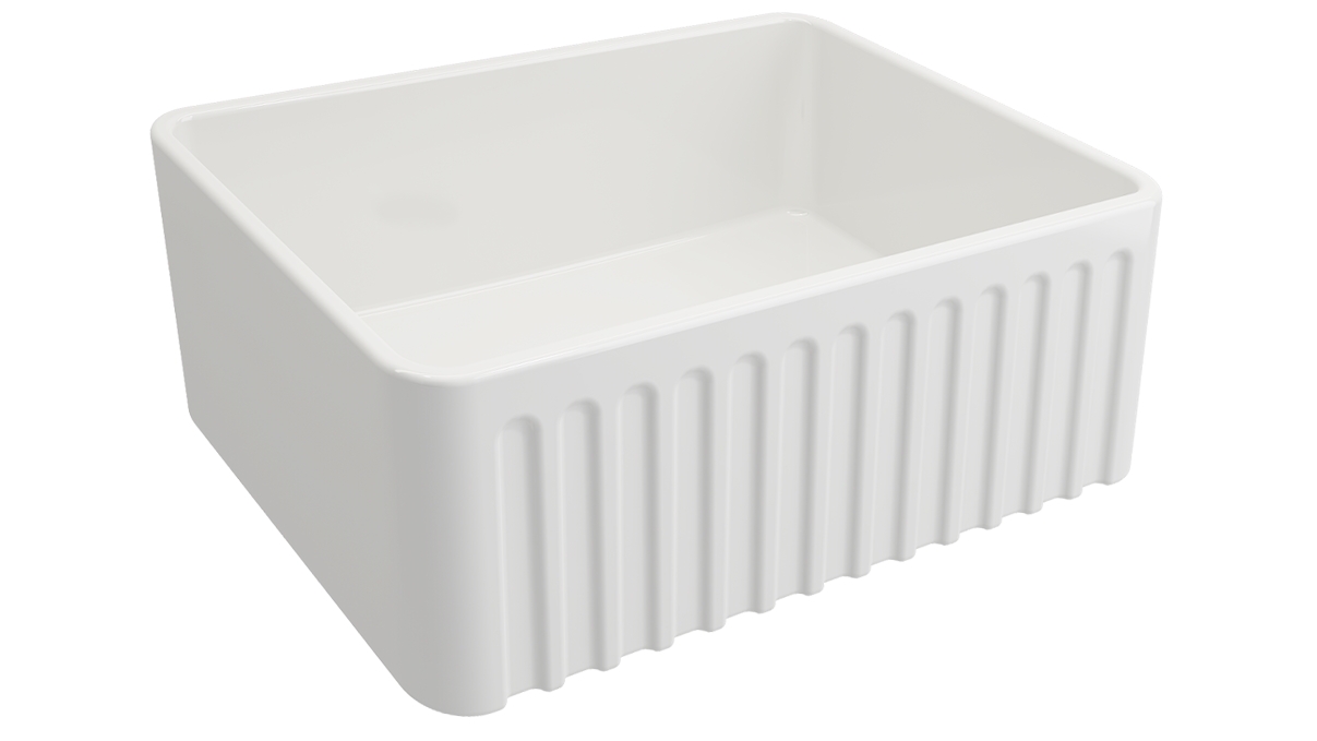 Turner Hastings Novi 60x46 Fine Fireclay Single Bowl Butler Sink - Gloss White