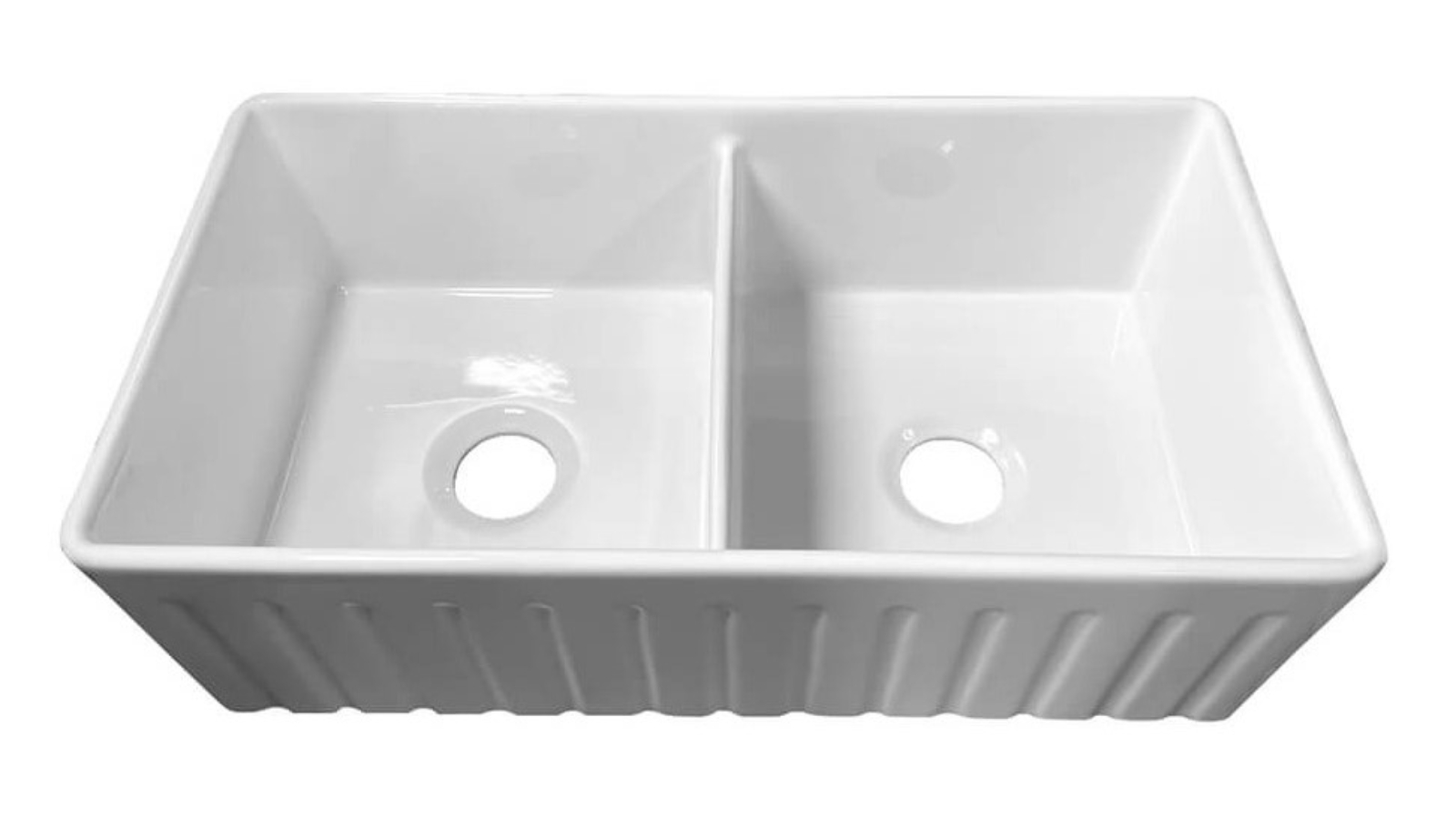 Turner Hastings Novi 84 Fine Fireclay Farmhouse Butler Sink with Overflow - Gloss White