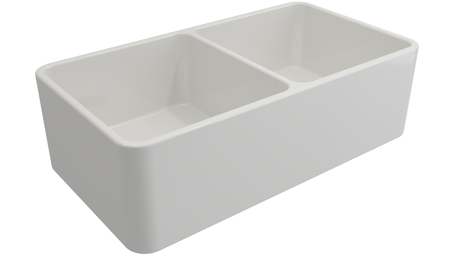 Turner Hastings Novi 84x46 Double Bowl Fine Fireclay Butler Sink - Gloss White