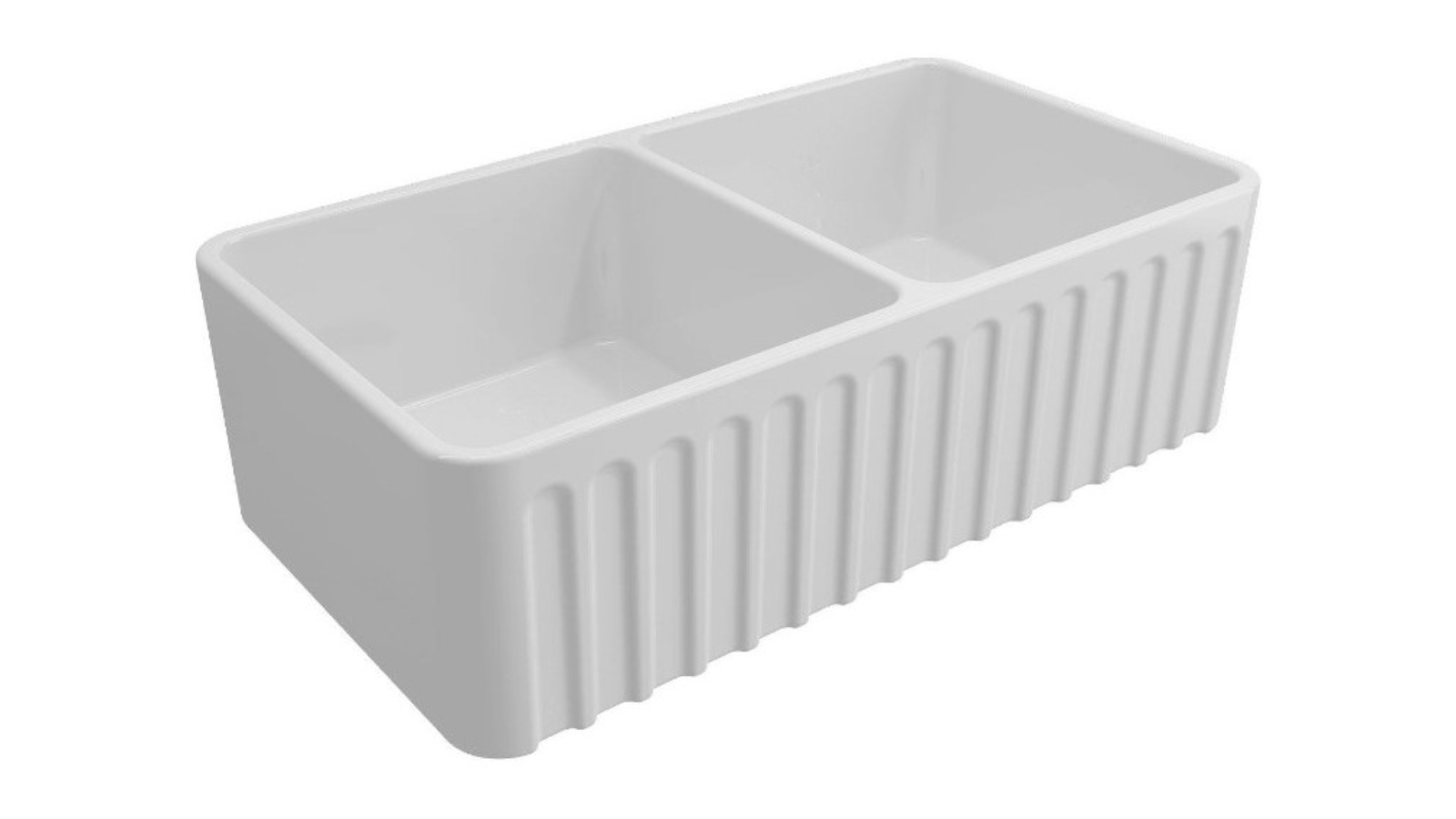 Turner Hastings Novi 85 Fine Fireclay Farmhouse Butler Sink with Overflow - Gloss White