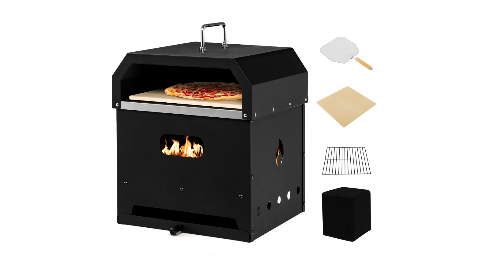 Costway 4-in-1 2-Layer Pizza Oven with Waterproof Cover and Shovel