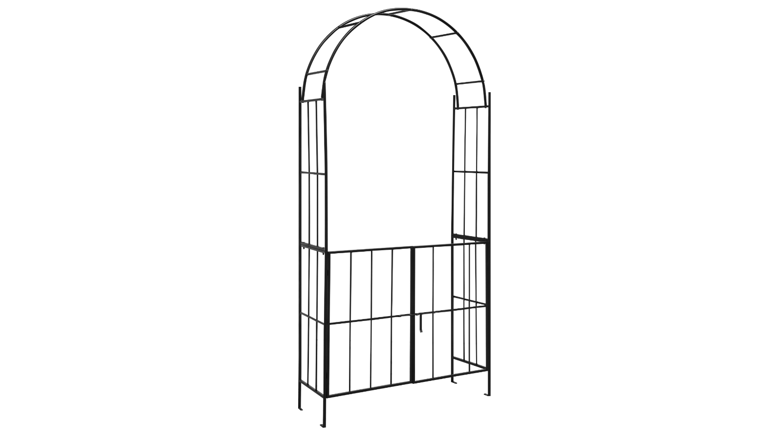 Costway 230cm Metal Garden Arch Arbor with Gate and Trellis