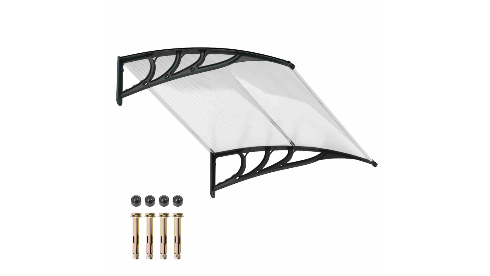 Costway 1.2 x 1metre Outdoor Window Door Awning Transparent Canopy - Black