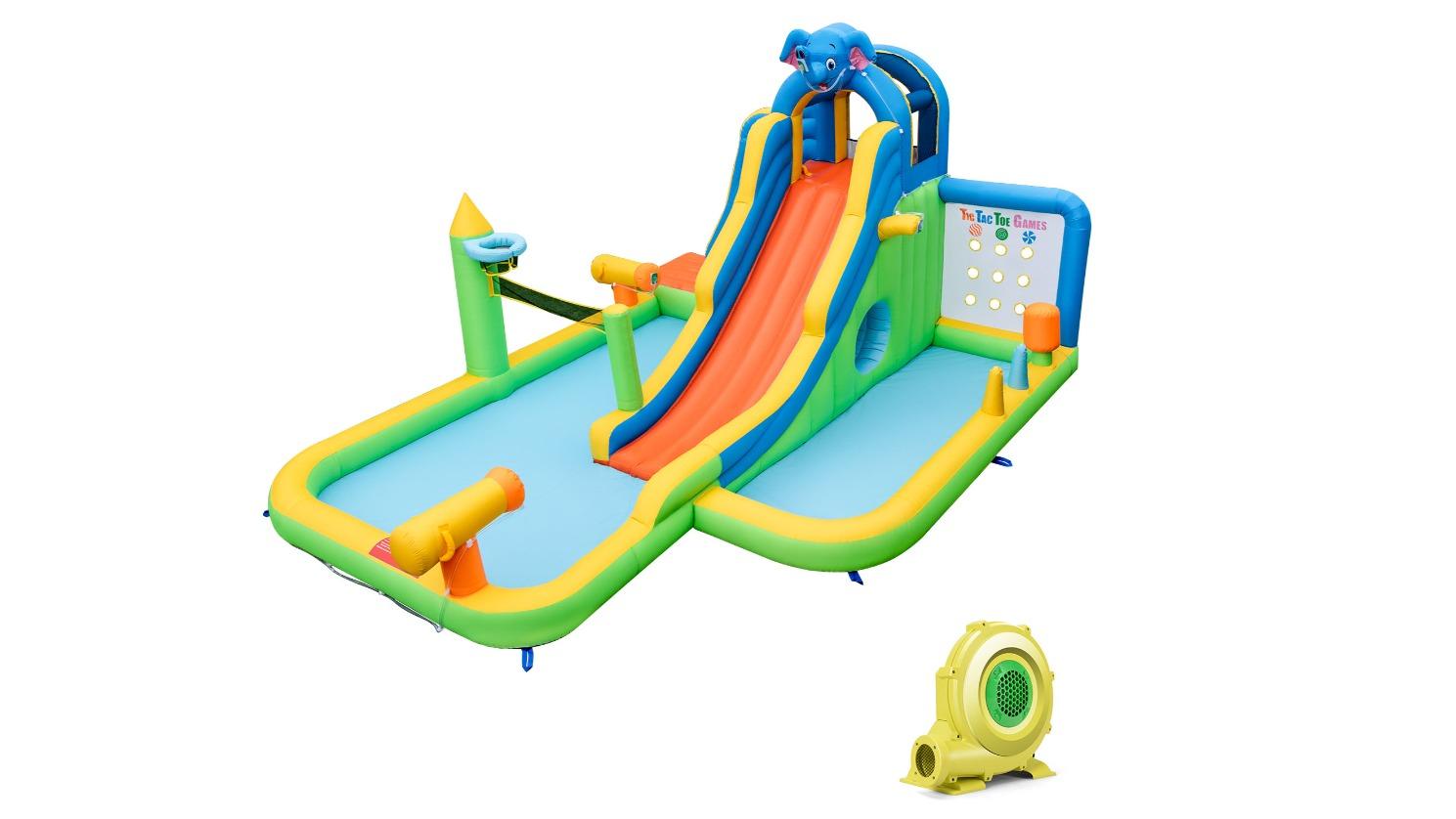 Costway 9-in-1 Elephant Inflatable Water Park Splash Pool with 680W Blower
