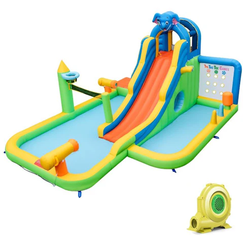 Costway 9-in-1 Elephant Inflatable Water Park Splash Pool with 680W Blower