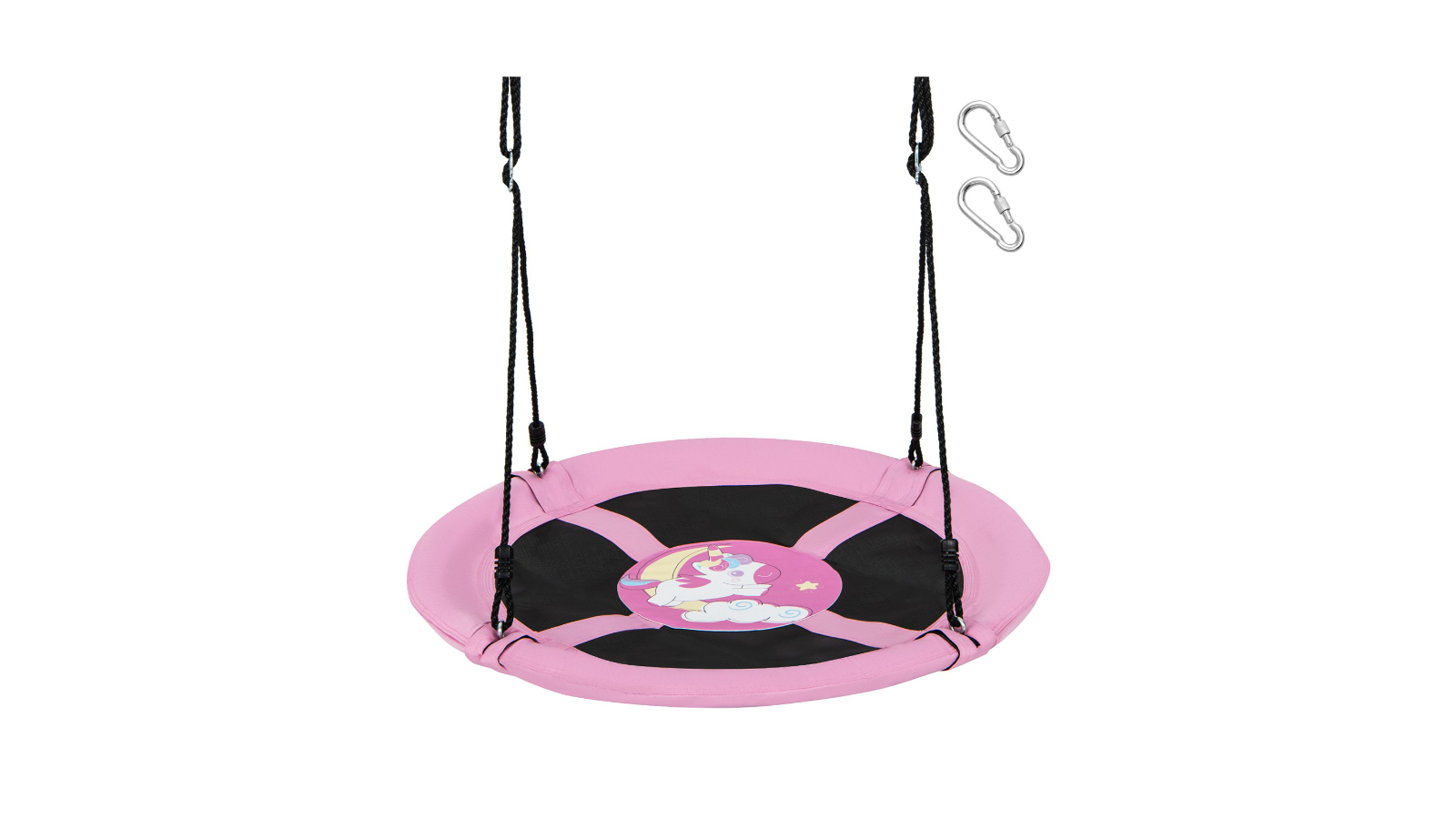 Costway 100cm Round Mat Tree Swing with Rope and Carabiner
