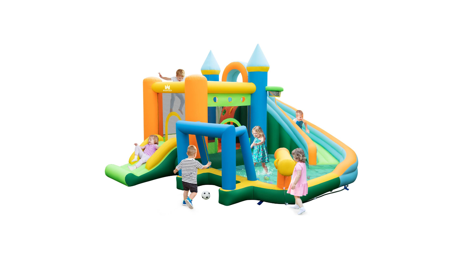Costway Inflatable Castle Splash Water Slide with Dual Slide 