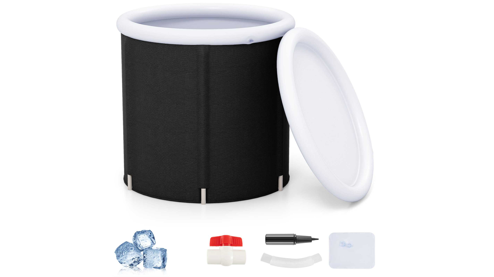 Costway Foldable Cold Plunge Spa Inflatable Ice Bath Tub with Lid