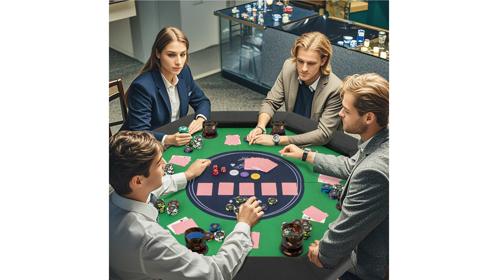 Costway 8-Player Folding Poker Tabletop - Green | Harvey Norman