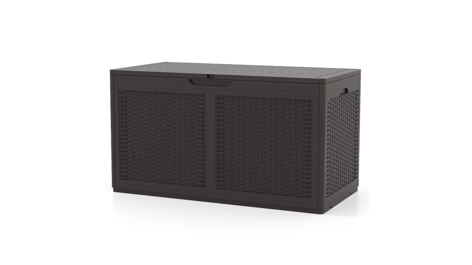 Costway 380 Litre Outdoor Waterproof Resin Deck Box with Wheel - Brown