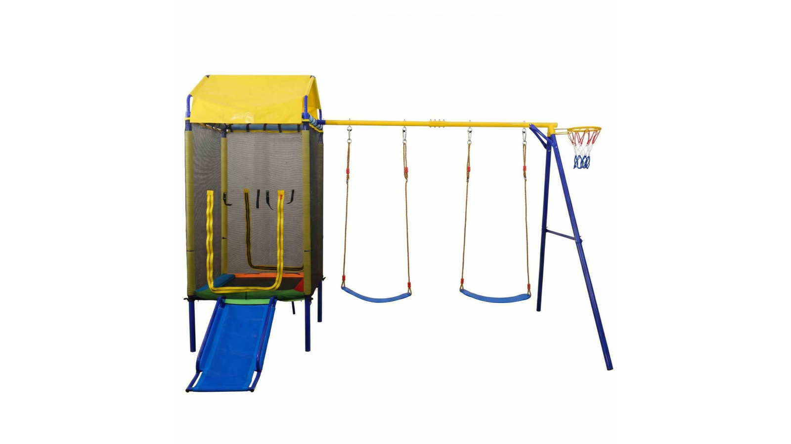 Costway 5-in-1 Swing Set with Trampoline