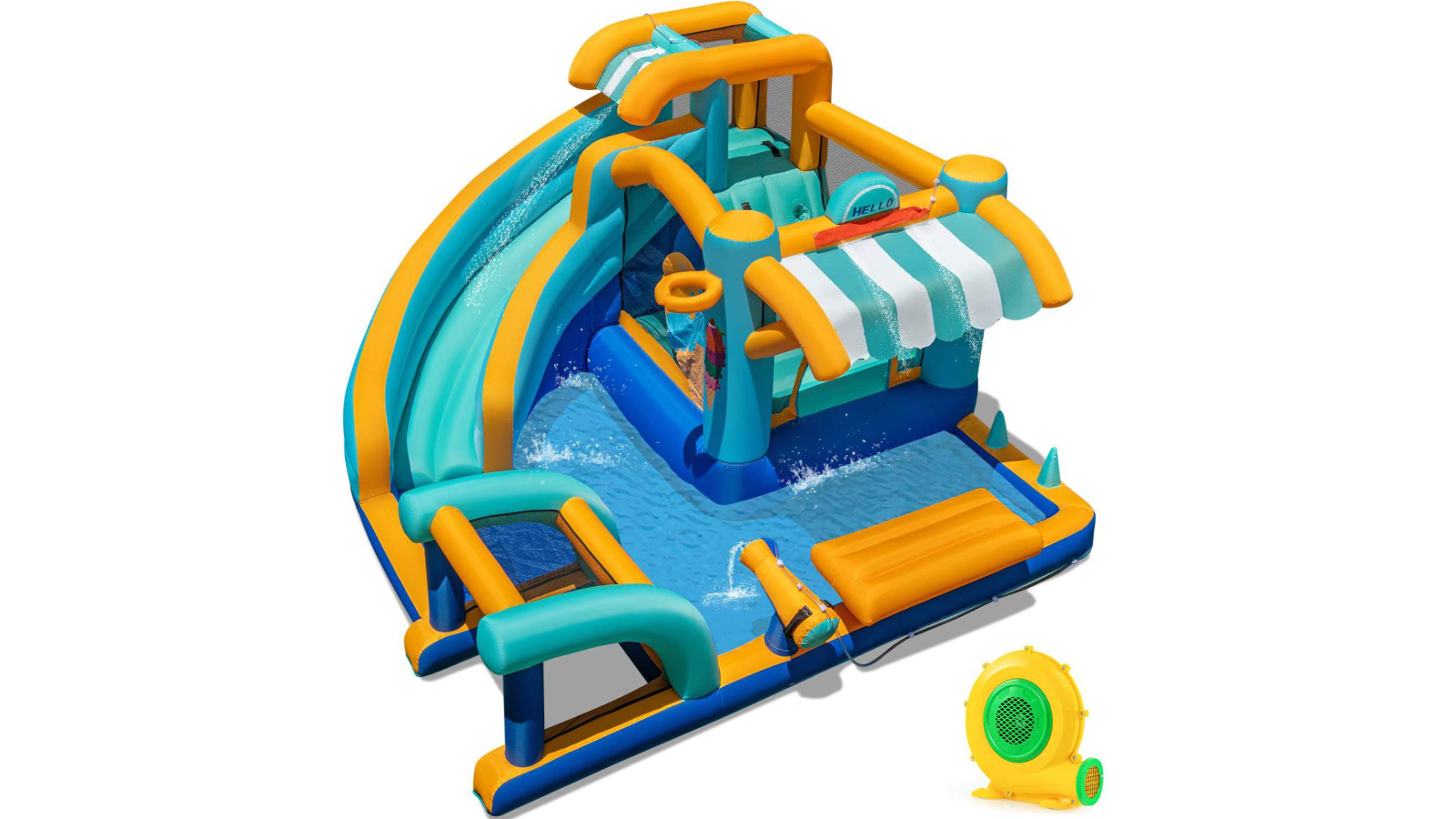 Costway Inflatable Water Park with Market Stand Snack Counter 680W Blower