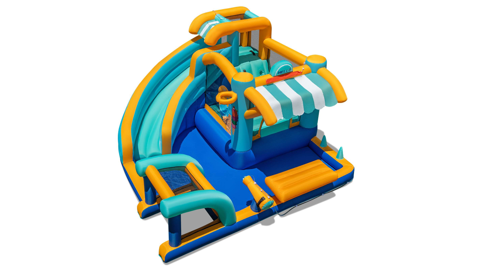 Costway Jumping Castle Inflatable Water Slide with Climbing Wall - No Blower