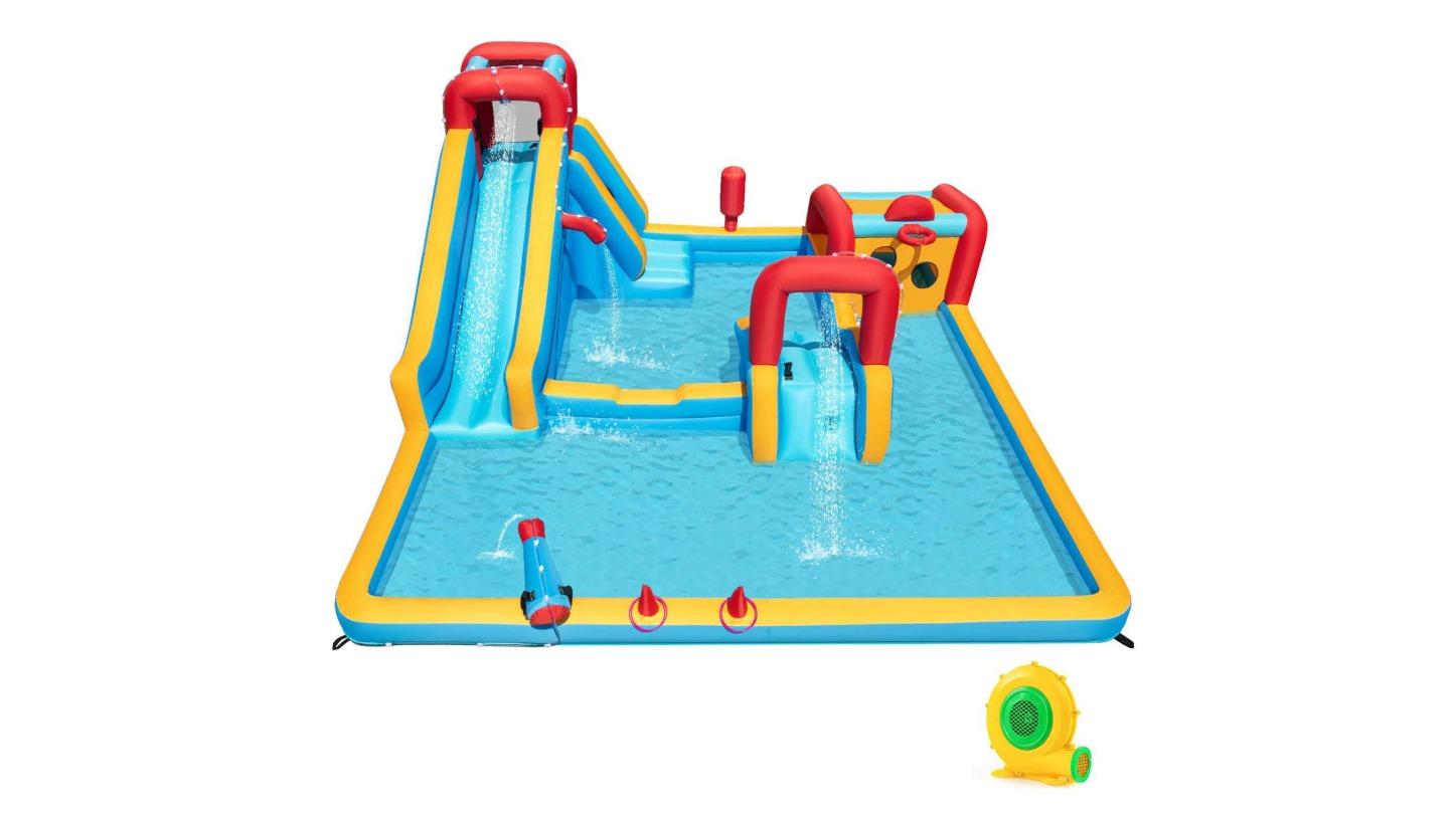 Costway Inflatable Water Park with Boxing Post Target Game 680W Blower