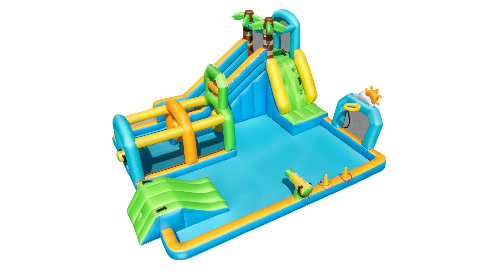 Costway Inflatable Castle Bounce House Waterfall Slide - No Blower