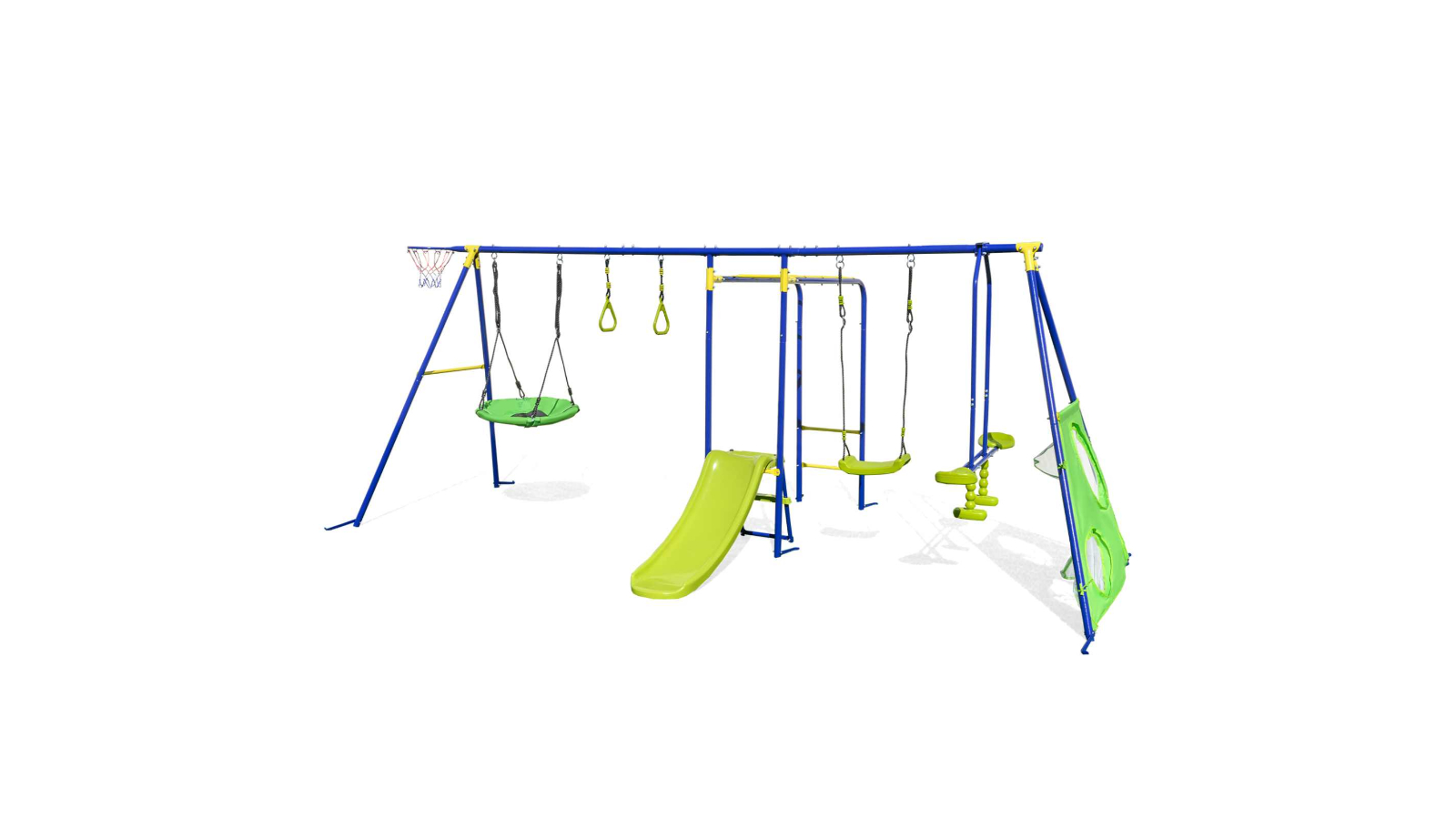 Costway 8-in-1 Outdoor Metal Swing Set Playground for Backyard