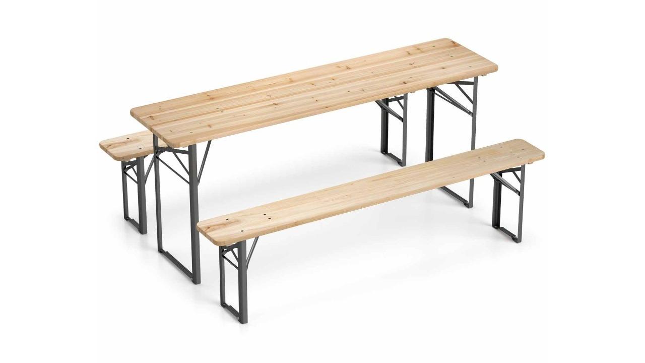 Costway 177cm Solid Wood Folding Picnic Table Set