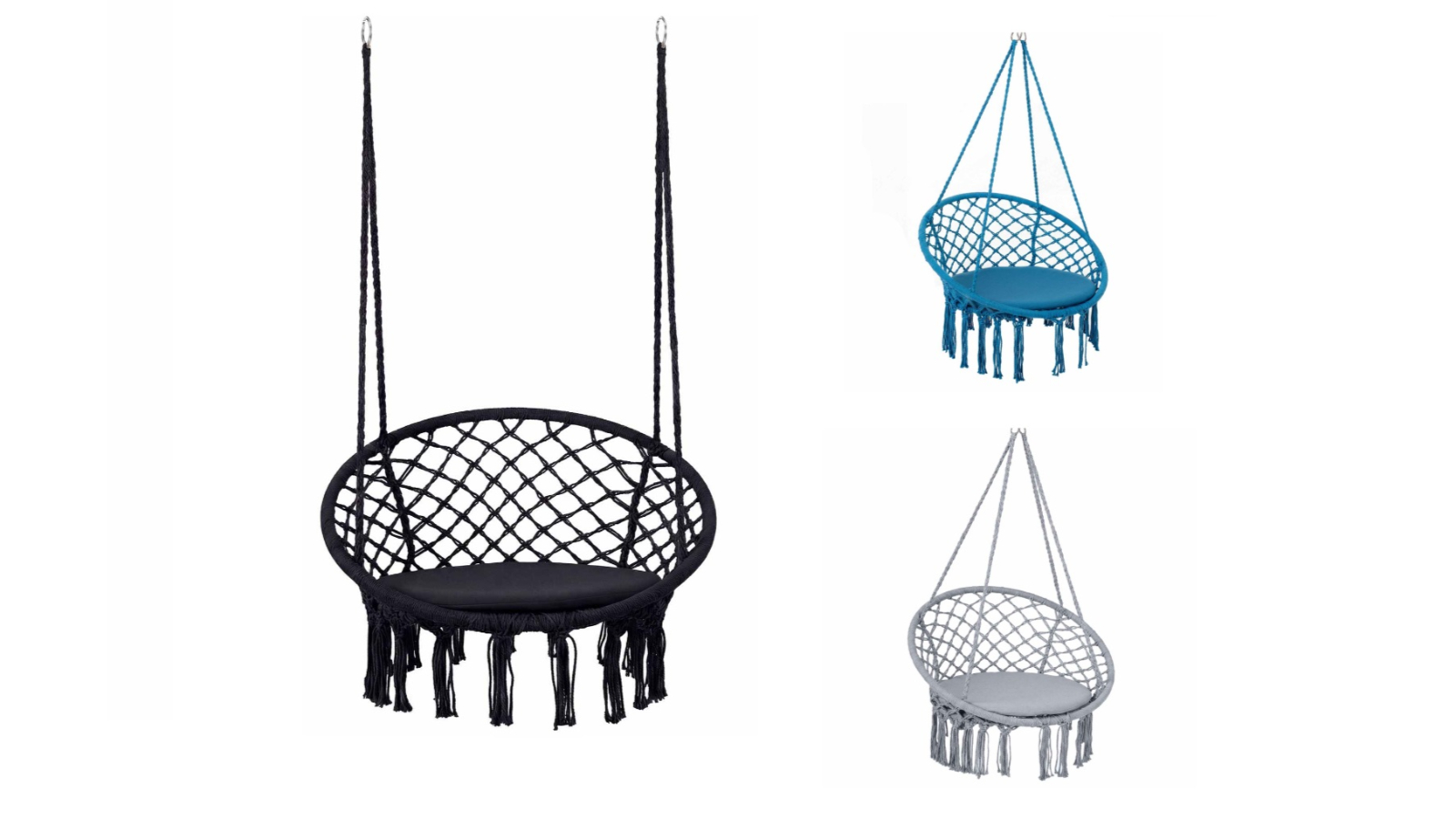 Costway Boho Rope Macrame Hammock Chair with Seat Cushion