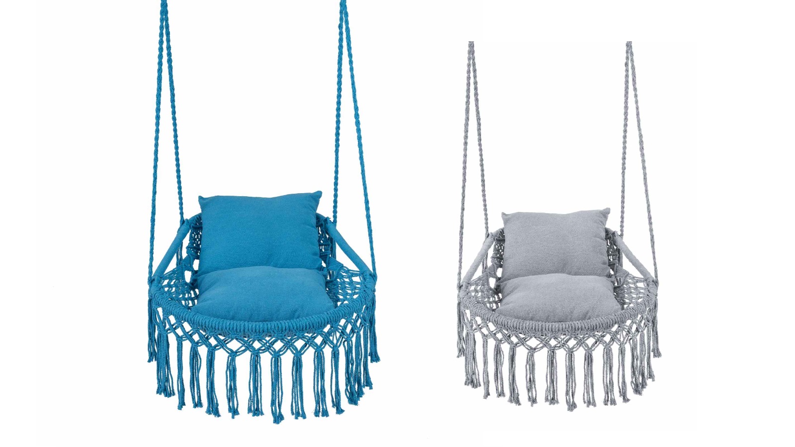 Costway 2 Removable Cushion Boho Macrame Hanging Hammock