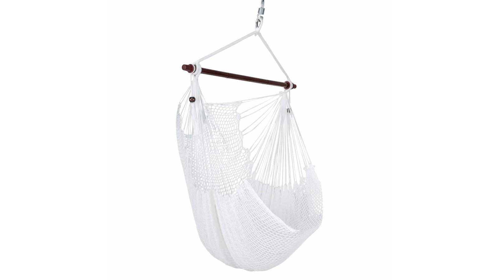 Costway Stretchable Hanging Rope Caribbean Hammock with Tassel Spreader Bar - White