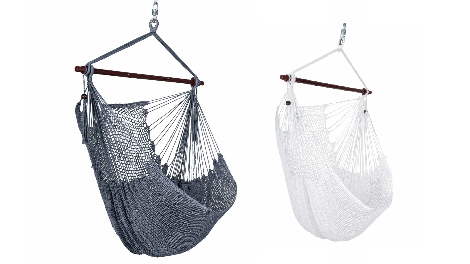 Costway Stretchable Hanging Rope Caribbean Hammock with Tassel Spreader Bar