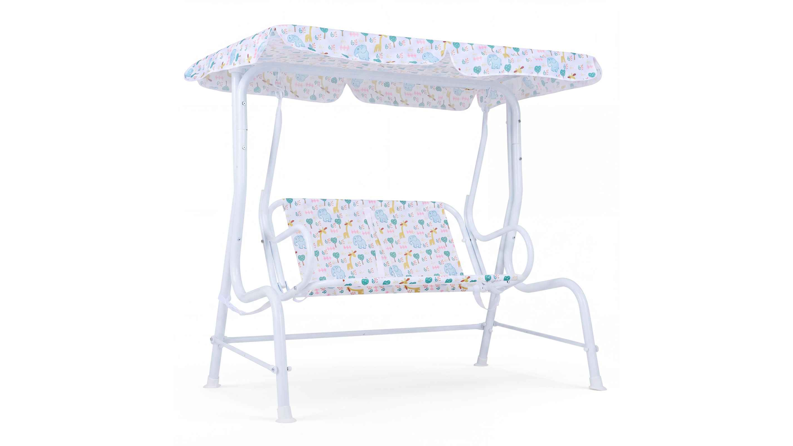 Costway 2-Seater Hanging Swing Chair with Canopy and Belt - White