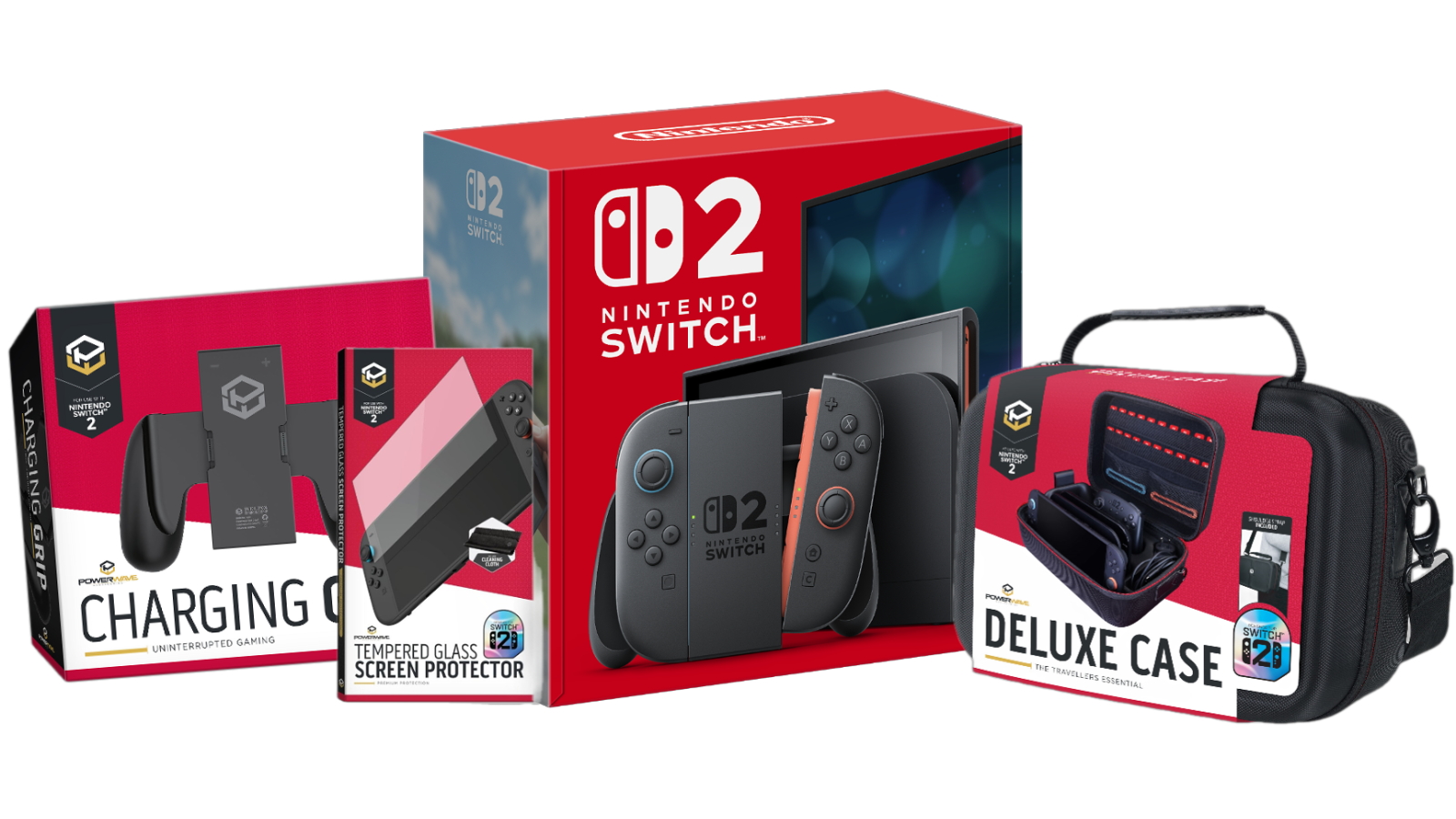 Nintendo Switch 2 + Deluxe Case + Charging Grip + Screen Protector Bundle