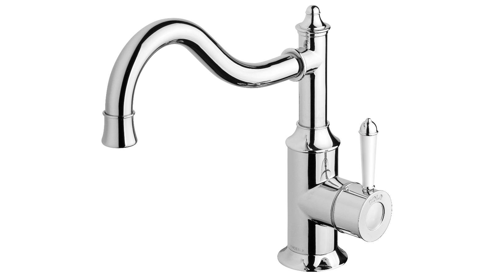 Phoenix Nostalgia 220mm Shepherds Crook Sink Mixer - Chrome/White