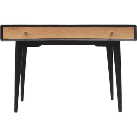 6IXTY 110cm Twin Writing Study Office Wooden Desk - Black / Natural