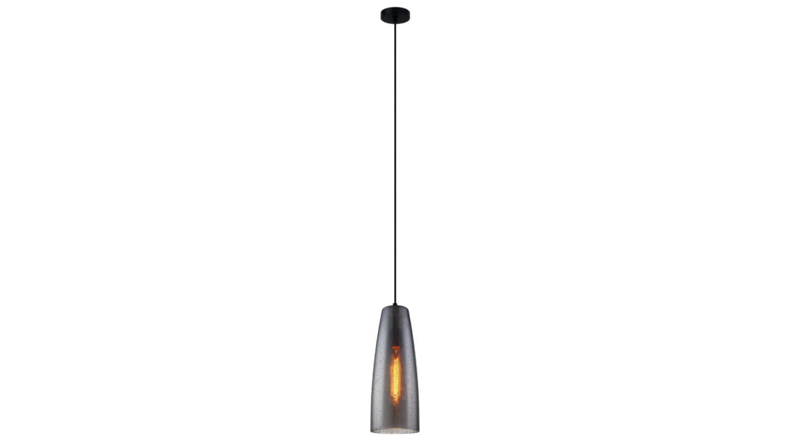 Chuva Small  Ellipse Glass with Rain Drop Effect Interior Pendant Light - Smokey Black