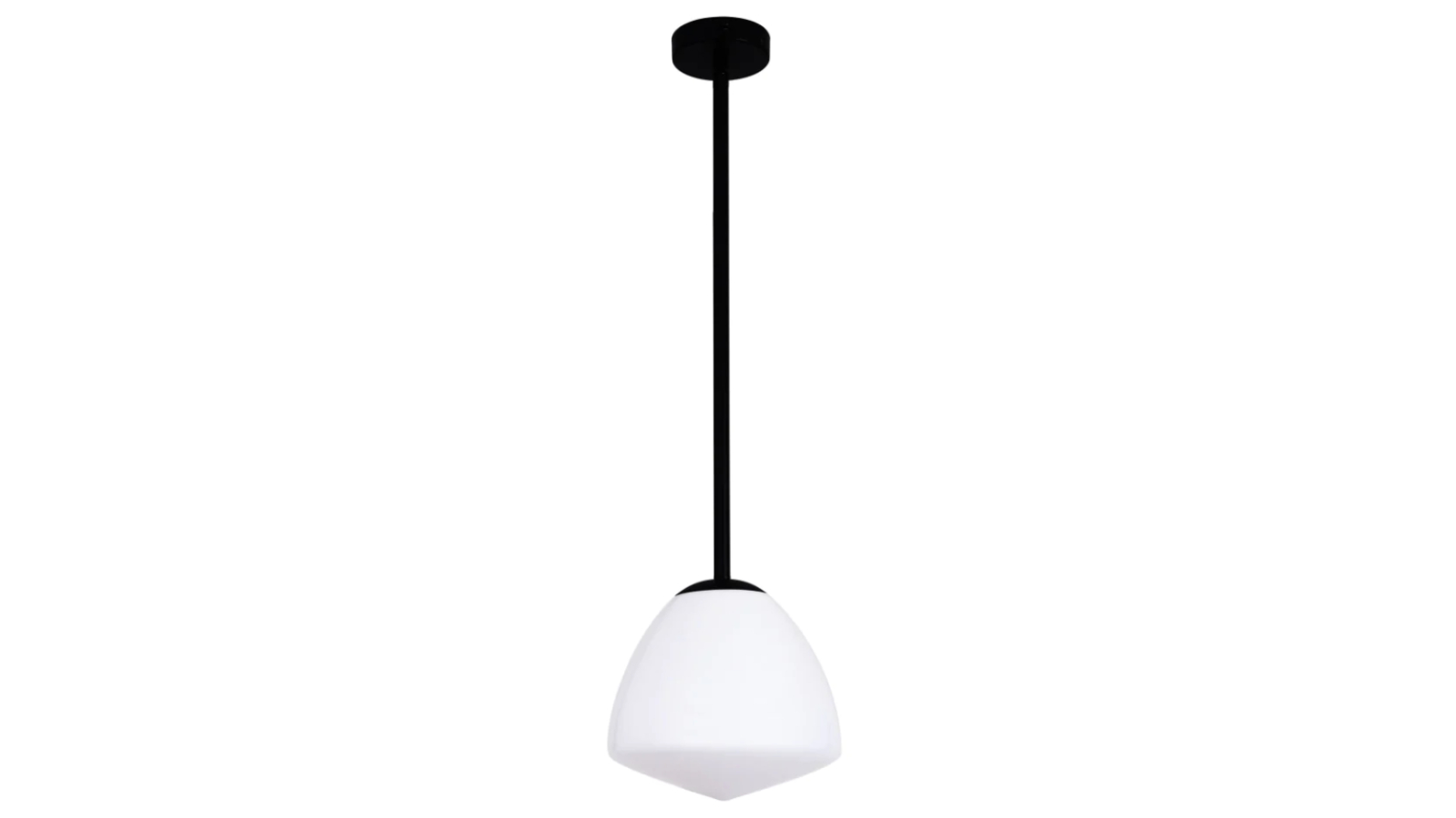 Ciotola Matte Black and Small Tipped Dome Frosted Glass Interior Pendant Light