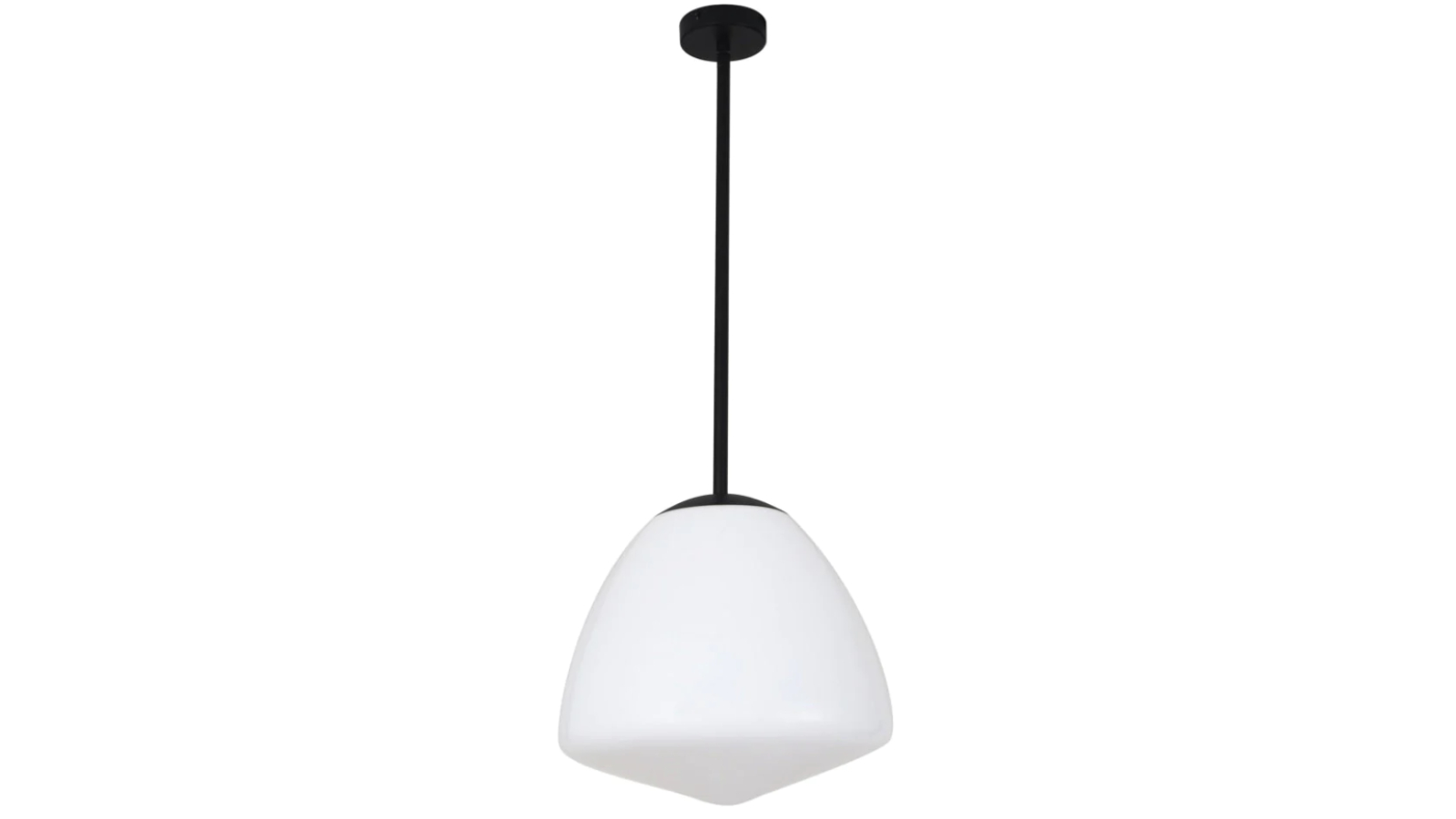 Ciotola Matte Black and Large Tipped Dome Frosted Glass Interior Pendant Light