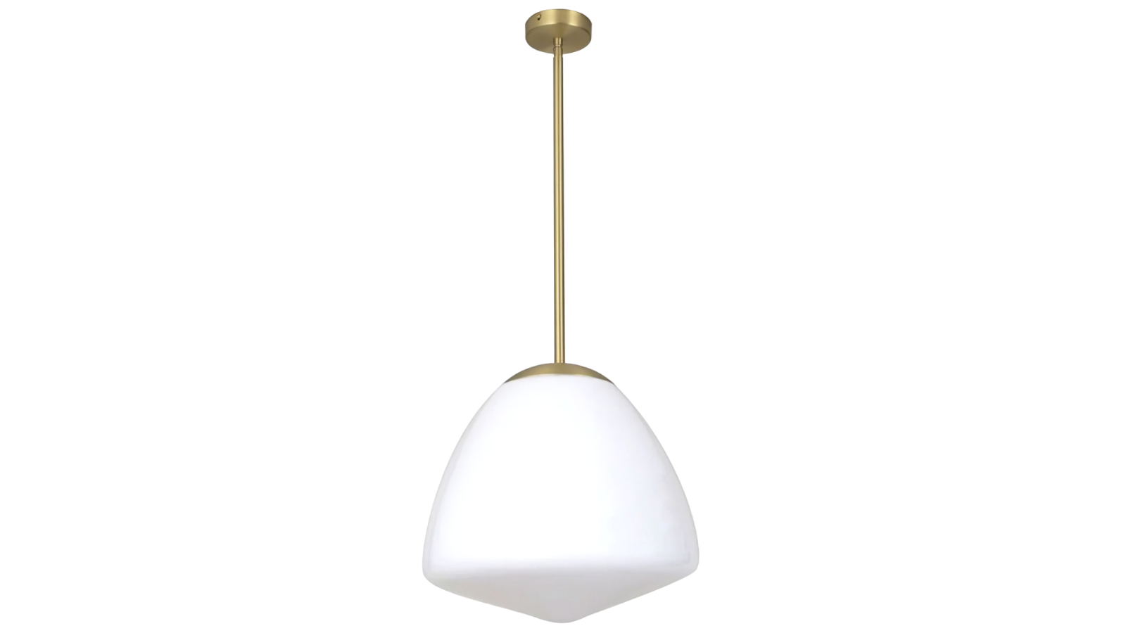 Ciotola Antique Brass and Frosted Large Tipped Dome Glass Pendant Light