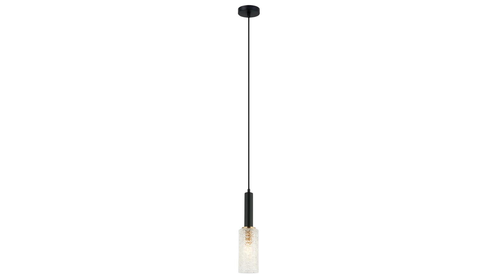 CLEO Interior Oblong Cut Glass with Matte Black and Brass Highlight Pendant Light