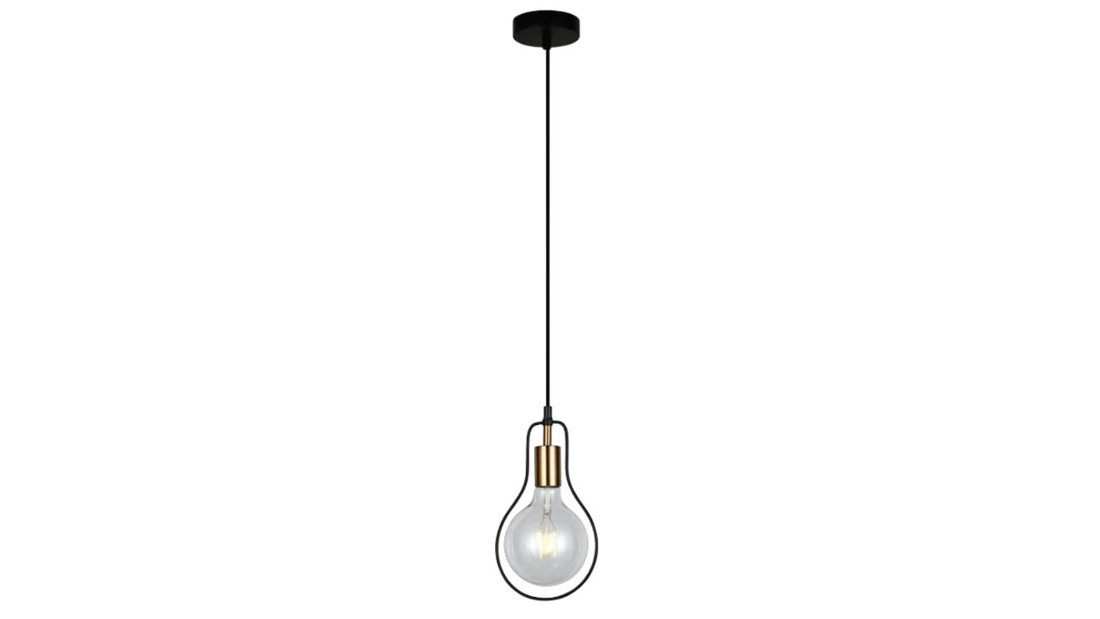 CONTOUR Interior Black Wire Pear with Antique Brass Highlight Pendant Light
