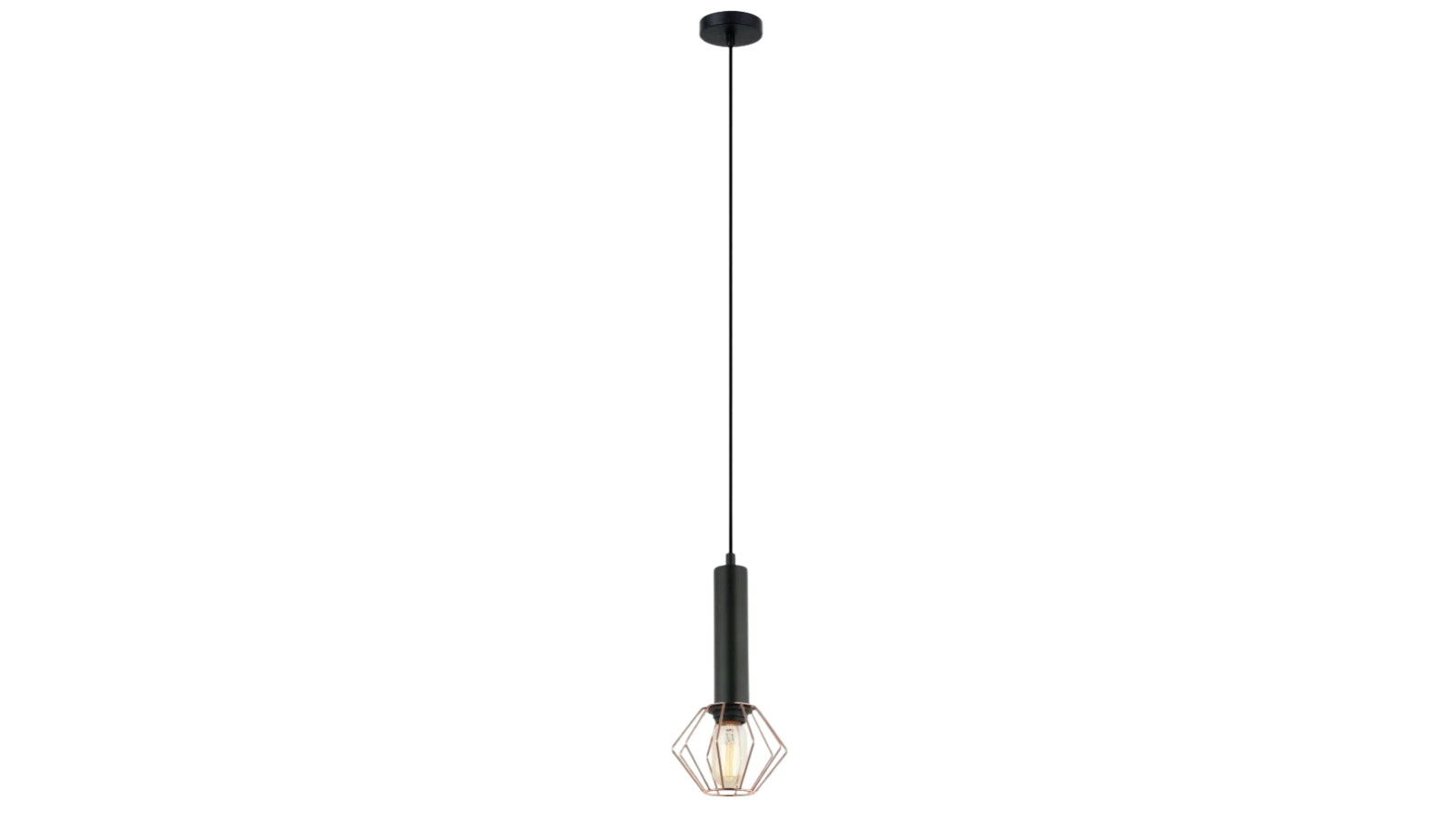 CORAZON Interior Matte Black with Copper Cage Diamond Pendant Light