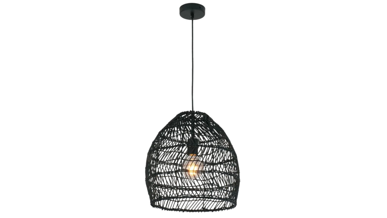 COUP Bohemian Interior Rattan Matte Black Ellipse Pendant Light