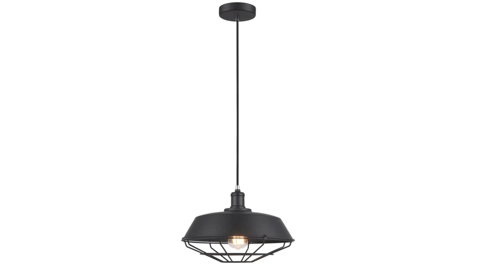 Matrix Industrial Iron Dome with Cage Pendant Light - Black