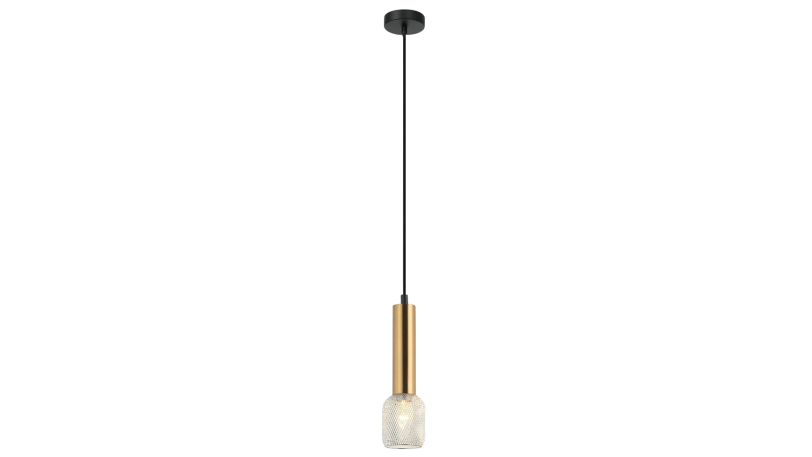Mikro Modern Karaoke Matte Black Mic-Shape Cylinder with Brass Mesh Pendant Light