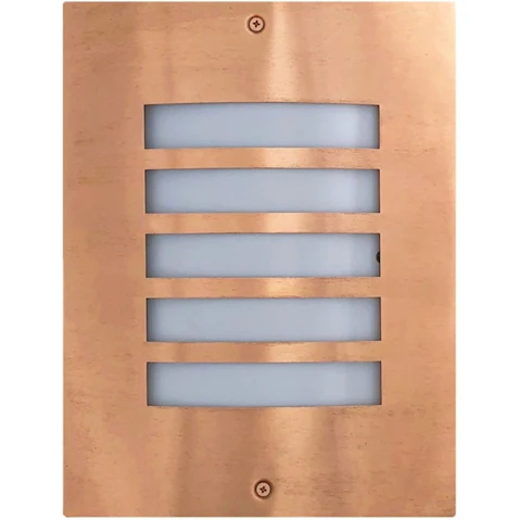 NED IP54 Rectangular Grilled Mask Opal Diffuser Exterior Wall Light - Copper