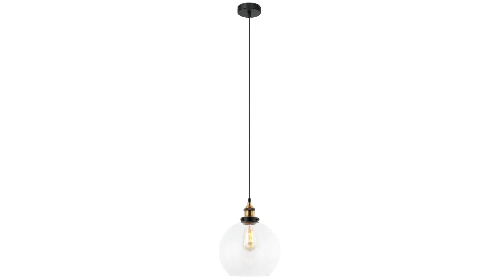 Pesini Wine Glass with Antique Brass Highlight Interior Pendant Light - Clear
