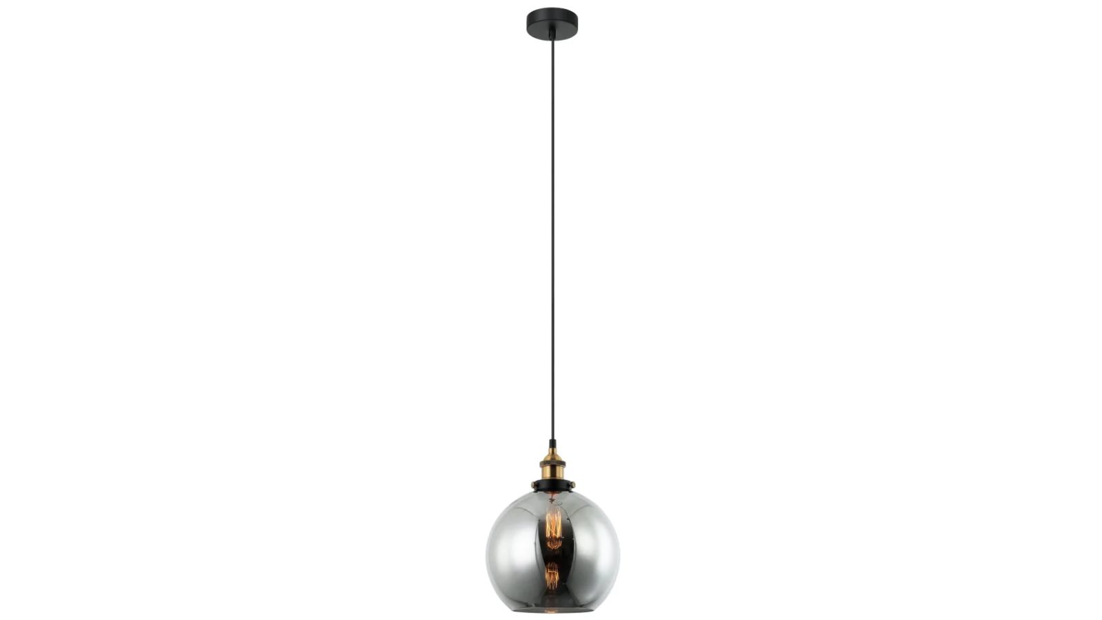Pesini Wine Glass with Antique Brass Highlight Interior Pendant Light - Smokey Black