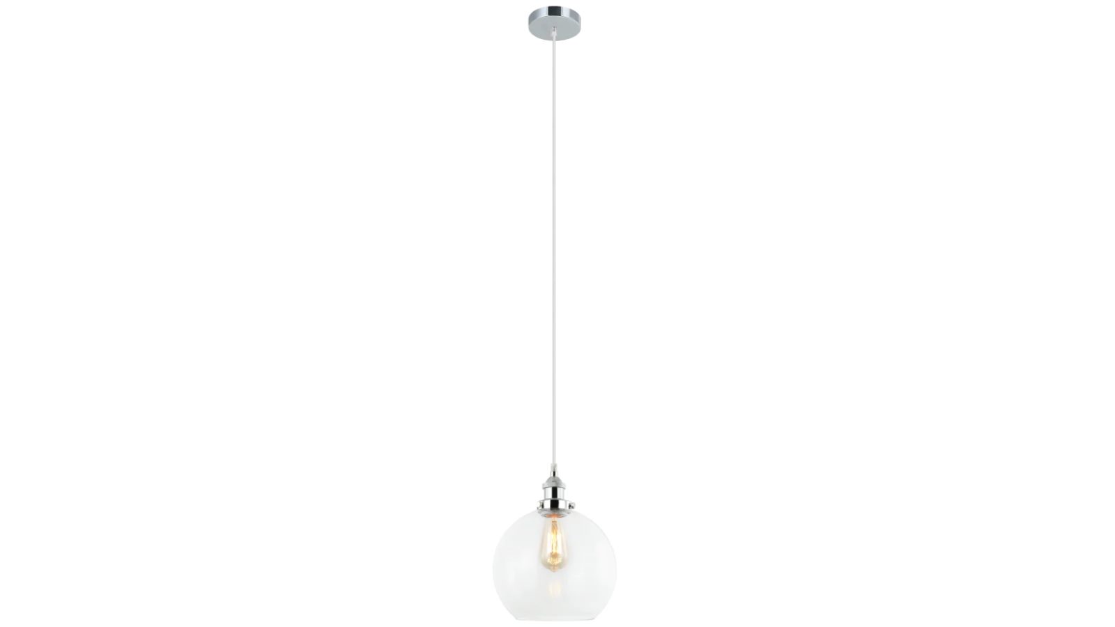 Pesini Wine Glass with Chrome Highlight Interior Pendant Light - Clear