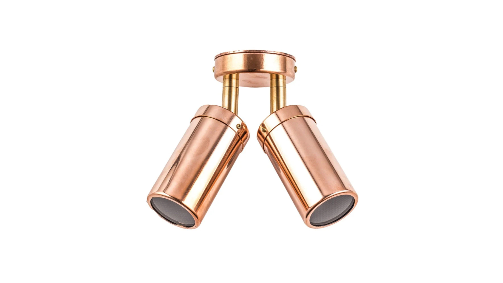 IP54 Double Adjustable 12V MR16 Round Back Plate with Brass Anti-Glare Pillar Light - Copper