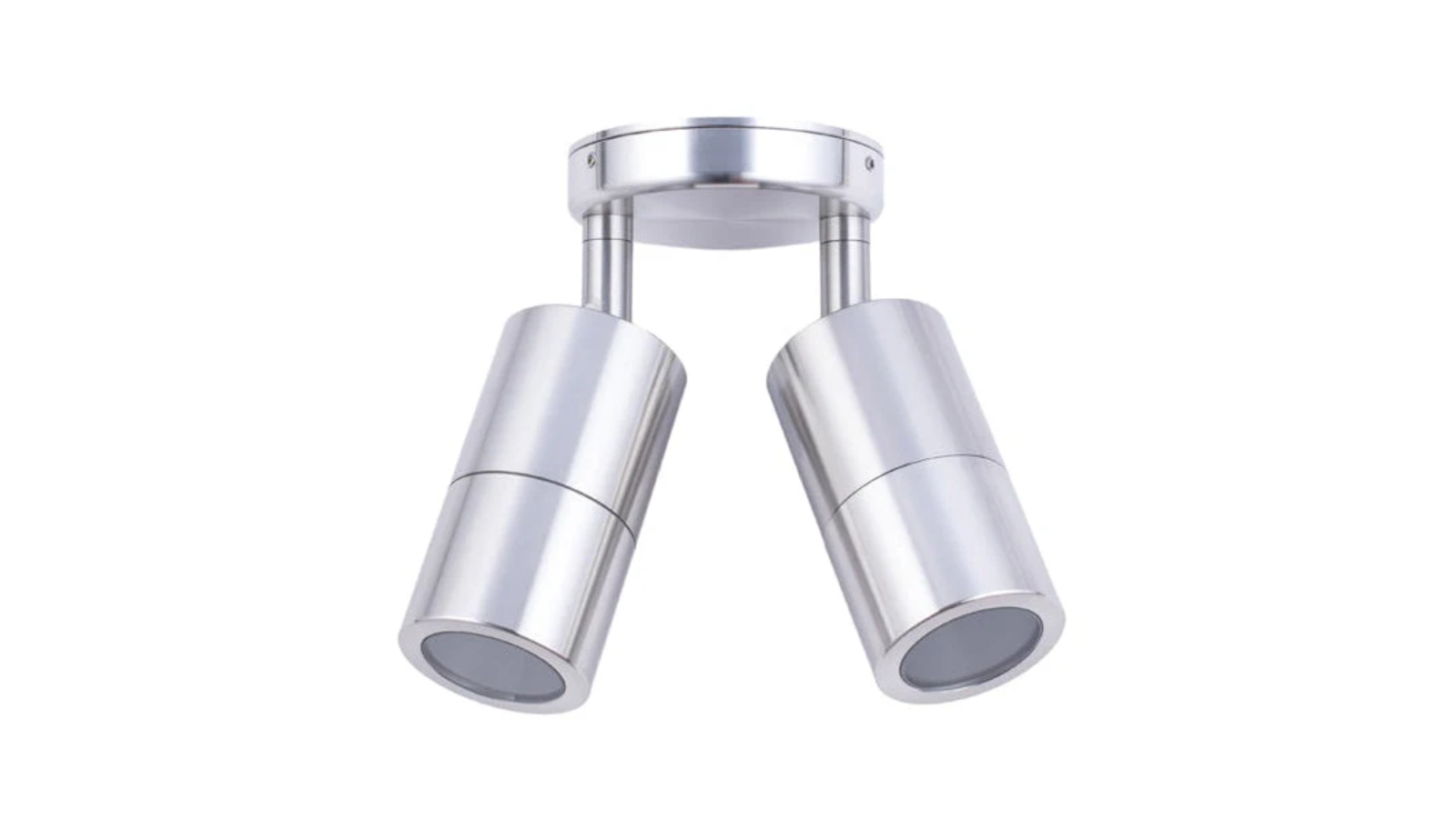 IP65 Double Adjustable 12V MR16 Round Back Plate Pillar Light - Shiny Silver