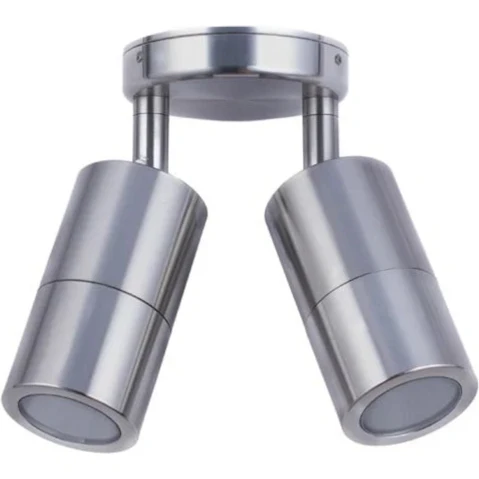 IP65 Double Adjustable 12V MR16 Round Back Plate Pillar Light - Titanium