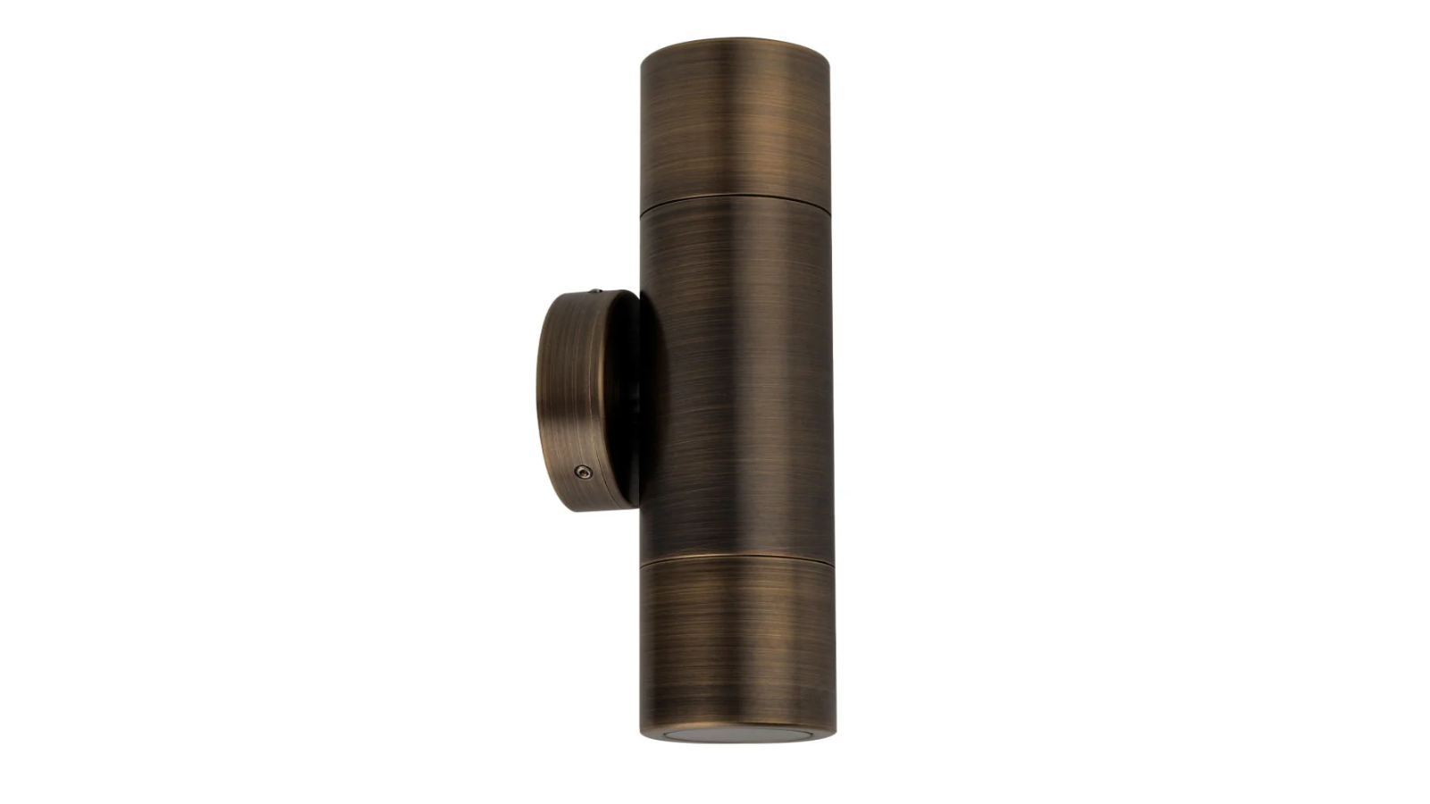 IP65 Up/Down 12V MR16 Round Back Plate Pillar Light - Rustic Brass